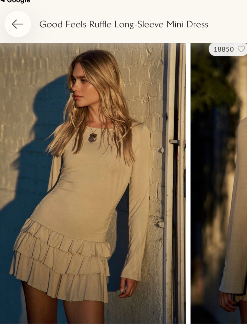 Free People feels good Ruffle Long-Sleeve Mini Dress - Beige